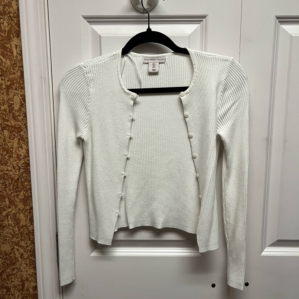 Sincerely Jules Cream Ribbed Cardigan